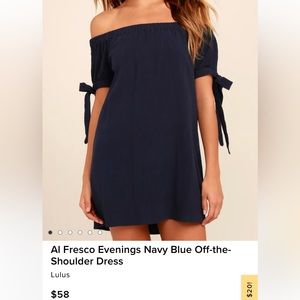Lulus navy blue off the shoulder dress